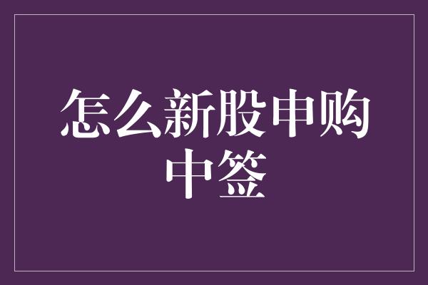 怎么新股申购中签