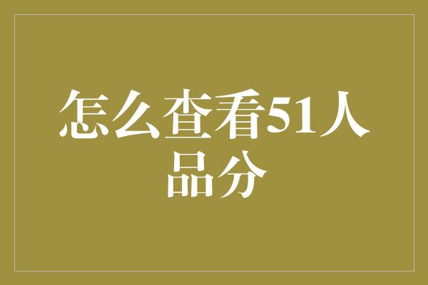 怎么查看51人品分