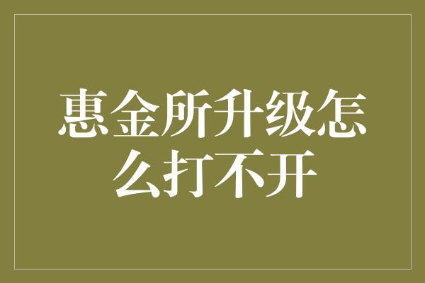 惠金所升级怎么打不开