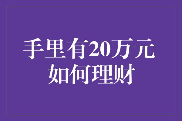 手里有20万元 如何理财