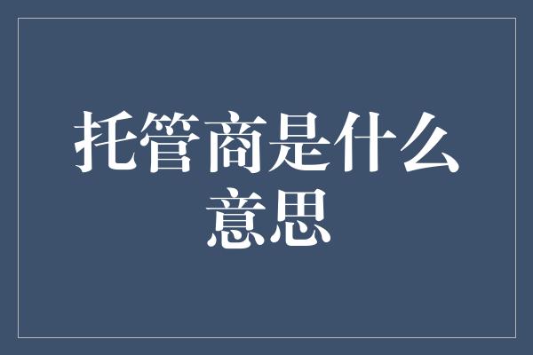 托管商是什么意思