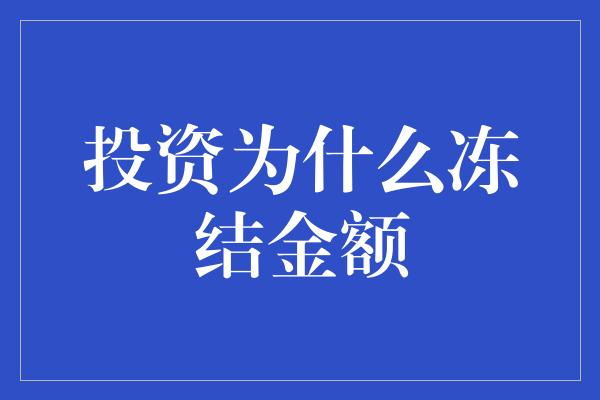 投资为什么冻结金额