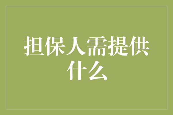 担保人需提供什么