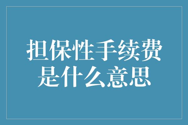 担保性手续费是什么意思