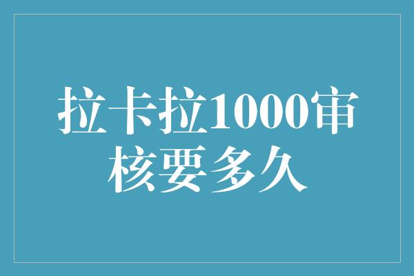 拉卡拉1000审核要多久