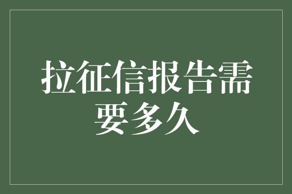 拉征信报告需要多久