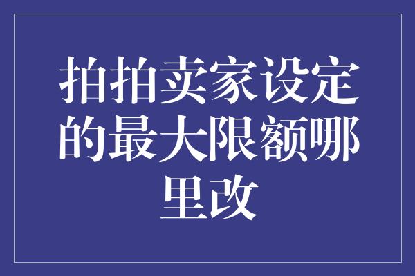 拍拍卖家设定的最大限额哪里改