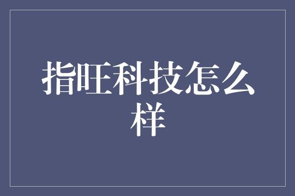 指旺科技怎么样