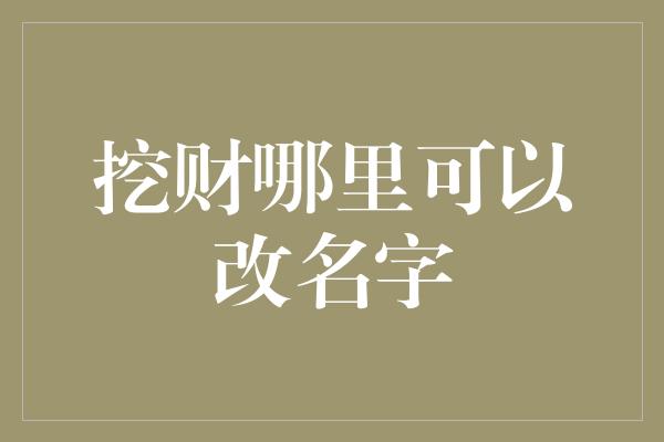 挖财哪里可以改名字