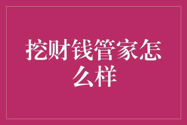 挖财钱管家怎么样