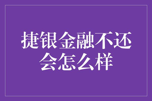 捷银金融不还会怎么样