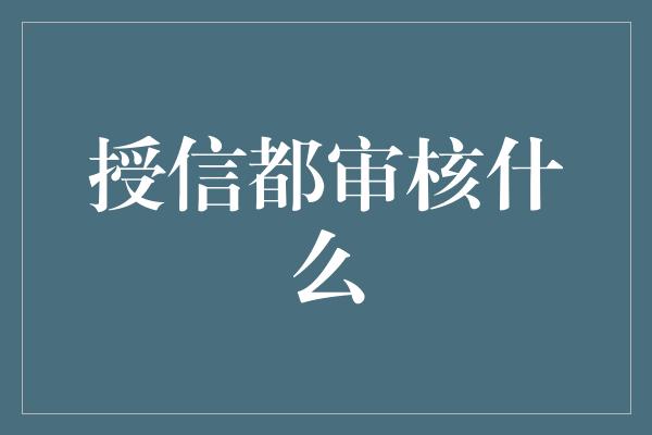 授信都审核什么