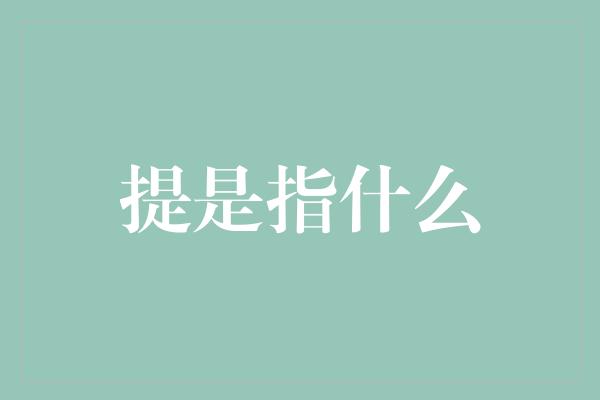 提是指什么