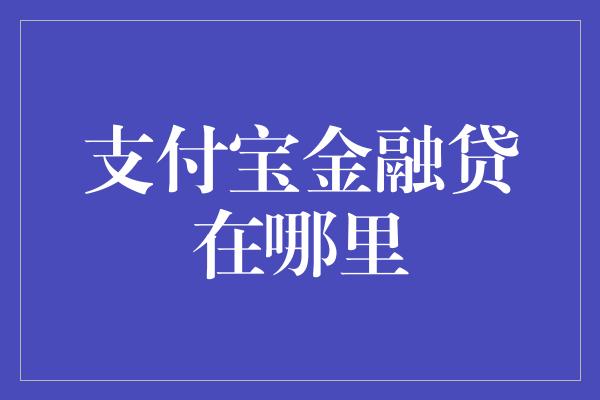 支付宝金融贷在哪里