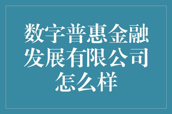 数字普惠金融发展有限公司怎么样