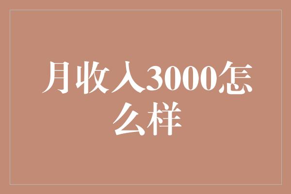 月收入3000怎么样