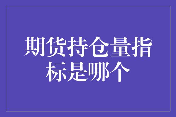 期货持仓量指标是哪个