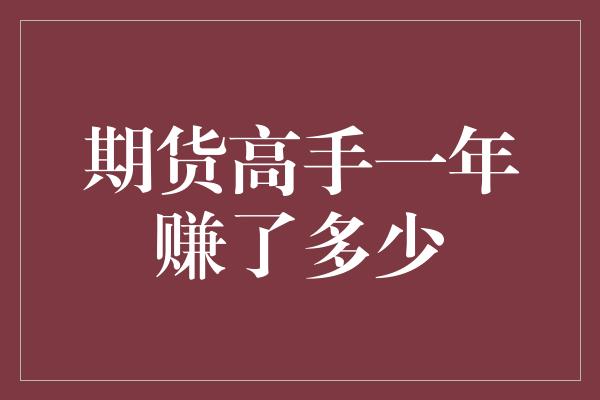 期货高手一年赚了多少