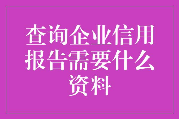 查询企业信用报告需要什么资料