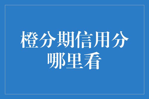 橙分期信用分哪里看