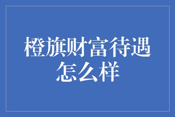 橙旗财富待遇怎么样