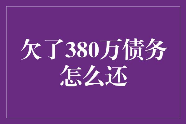 欠了380万债务怎么还