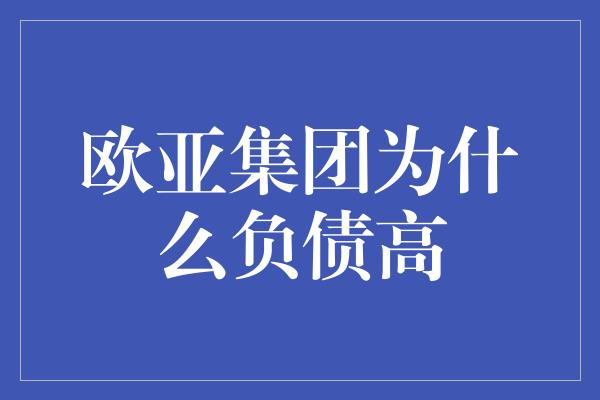 欧亚集团为什么负债高