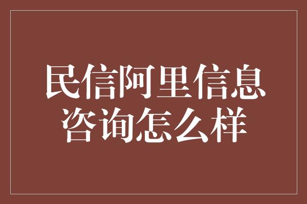 民信阿里信息咨询怎么样