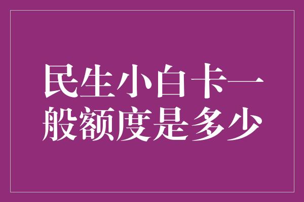 民生小白卡一般额度是多少