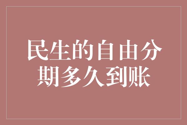 民生的自由分期多久到账