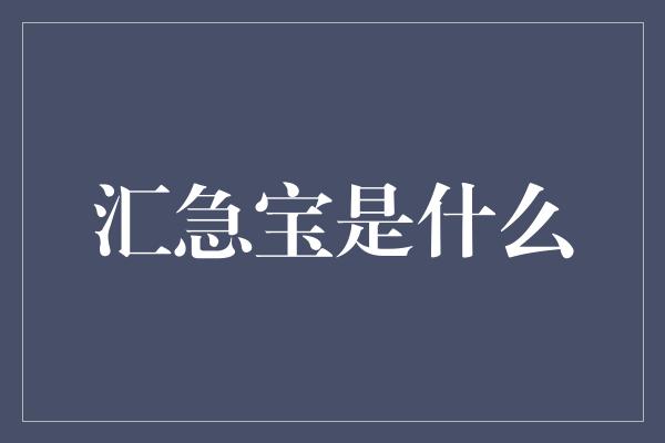 汇急宝是什么