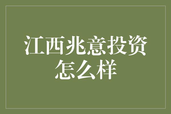 江西兆意投资怎么样