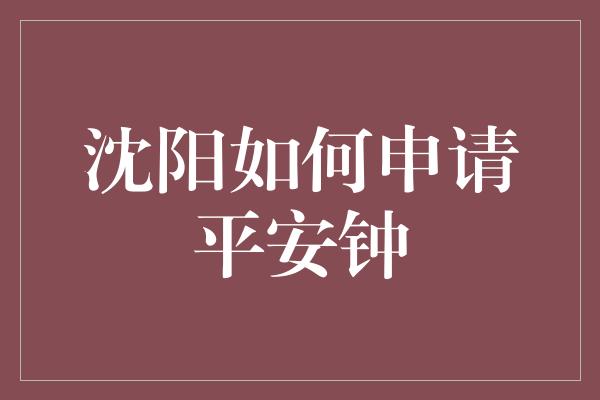 沈阳如何申请平安钟