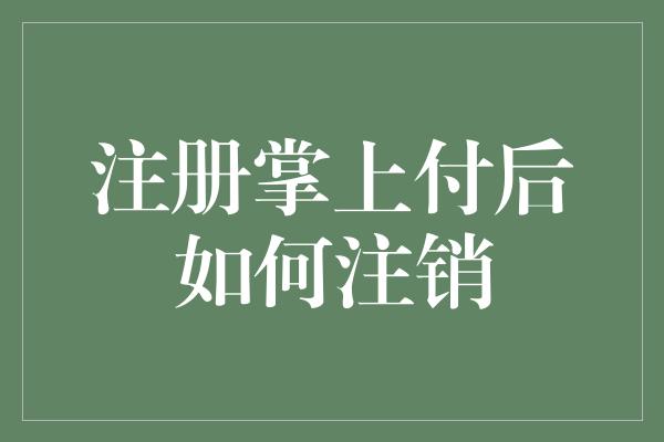 注册掌上付后如何注销