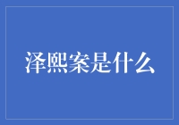 泽熙案？听起来像是某个神秘组织的代号啊！