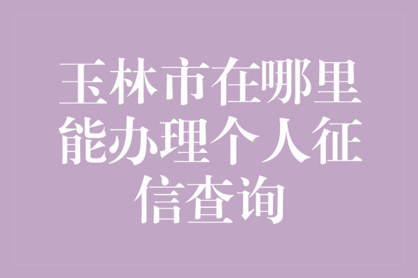 玉林市在哪里能办理个人征信查询