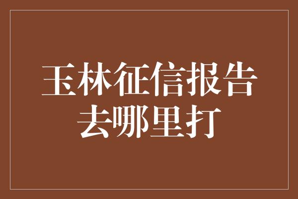 玉林征信报告去哪里打