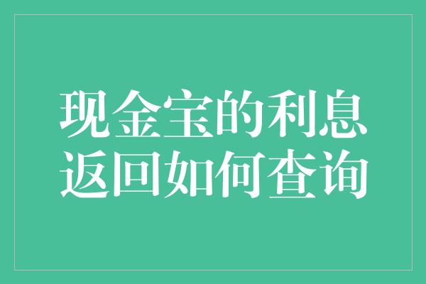 现金宝的利息返回如何查询