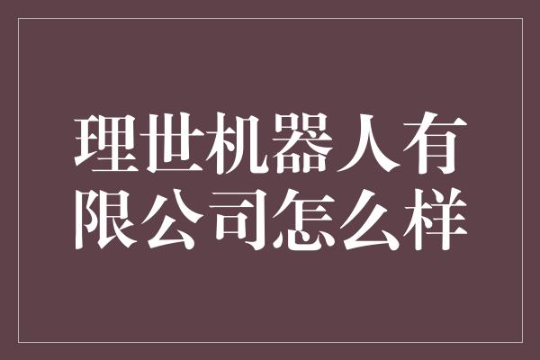 理世机器人有限公司怎么样