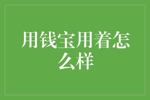 用钱宝用着怎么样