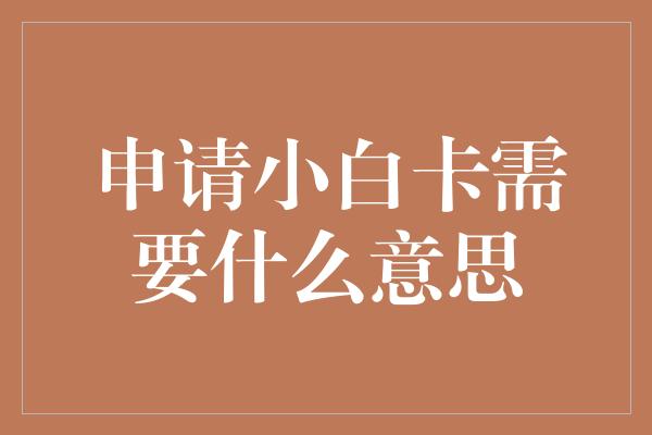 申请小白卡需要什么意思