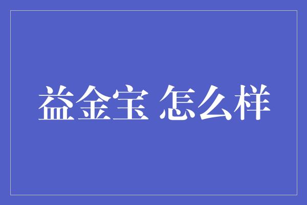 益金宝 怎么样