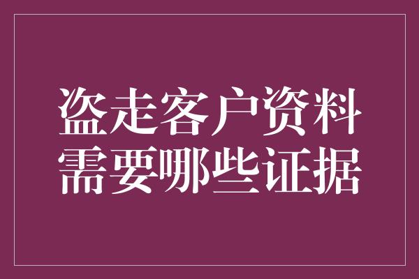 盗走客户资料需要哪些证据