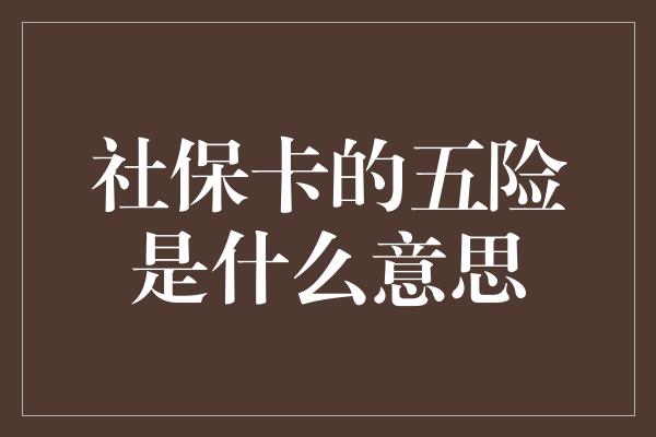 社保卡的五险是什么意思