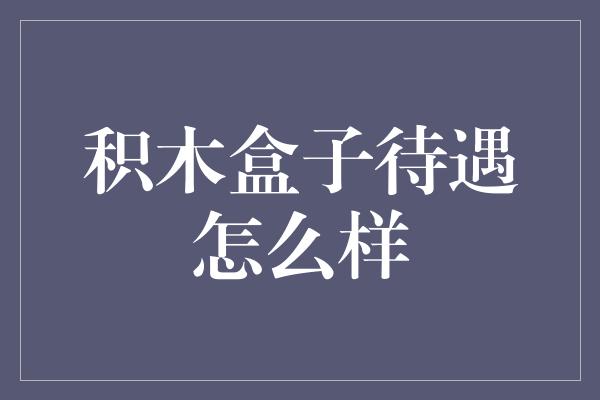 积木盒子待遇怎么样