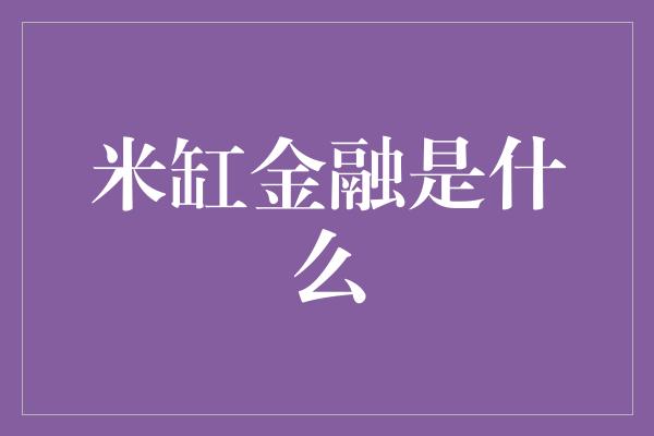 米缸金融是什么