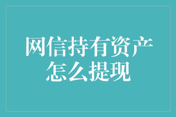 网信持有资产怎么提现