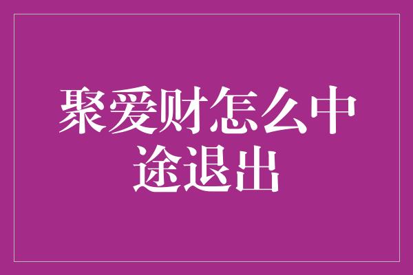 聚爱财怎么中途退出