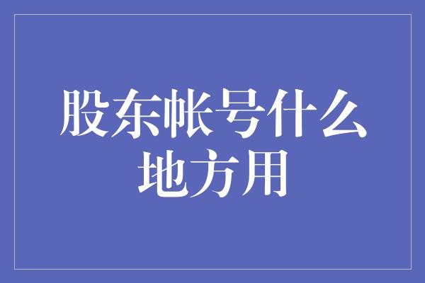 股东帐号什么地方用