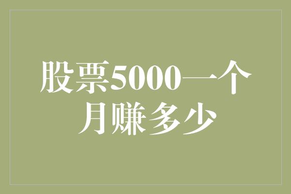 股票5000一个月赚多少